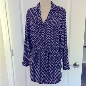 Express Belted Jumpsuit Blue Red and White Floral SZ M